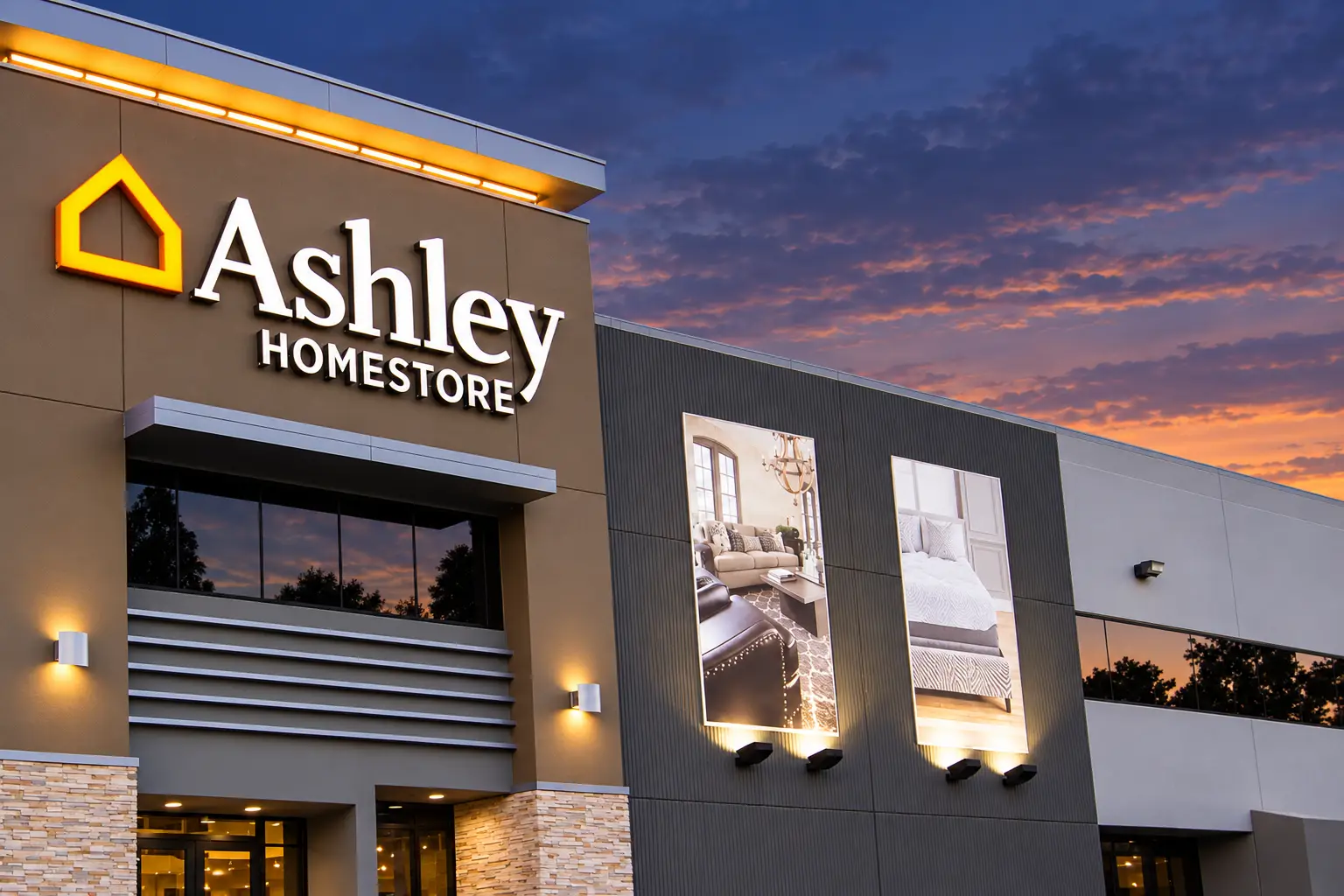 Ashley Yorba Linda renovated retail façade and main entrance