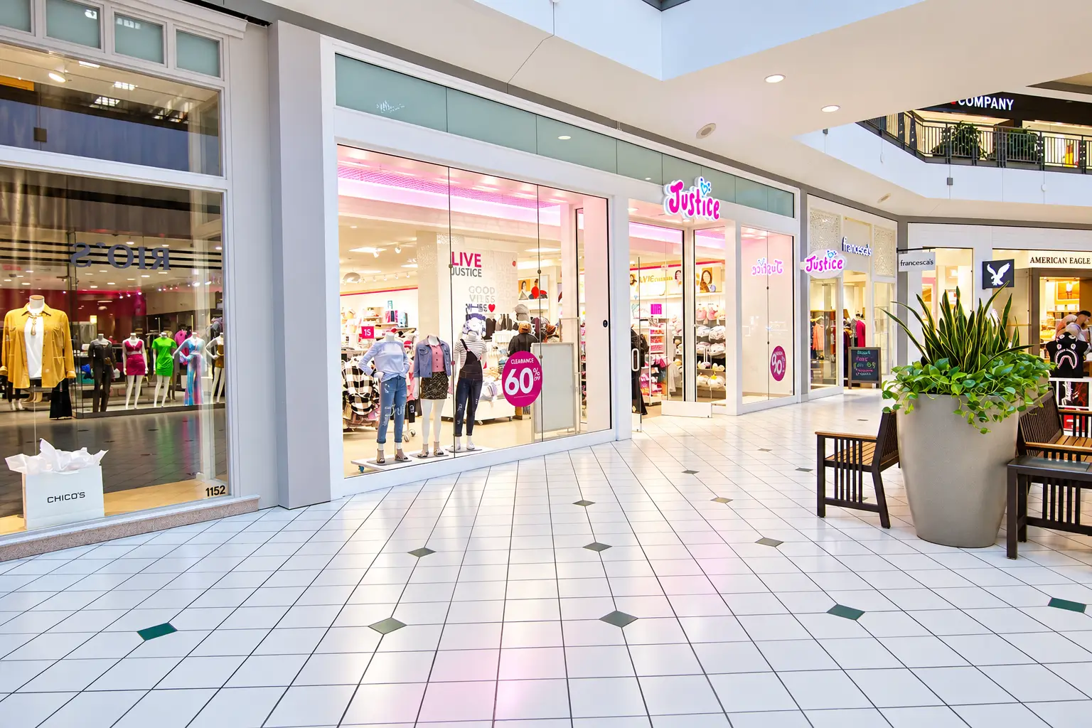 White-box retail space prepared for Justice at Mall of Louisiana in Baton Rouge by Architecture Design Collaborative.