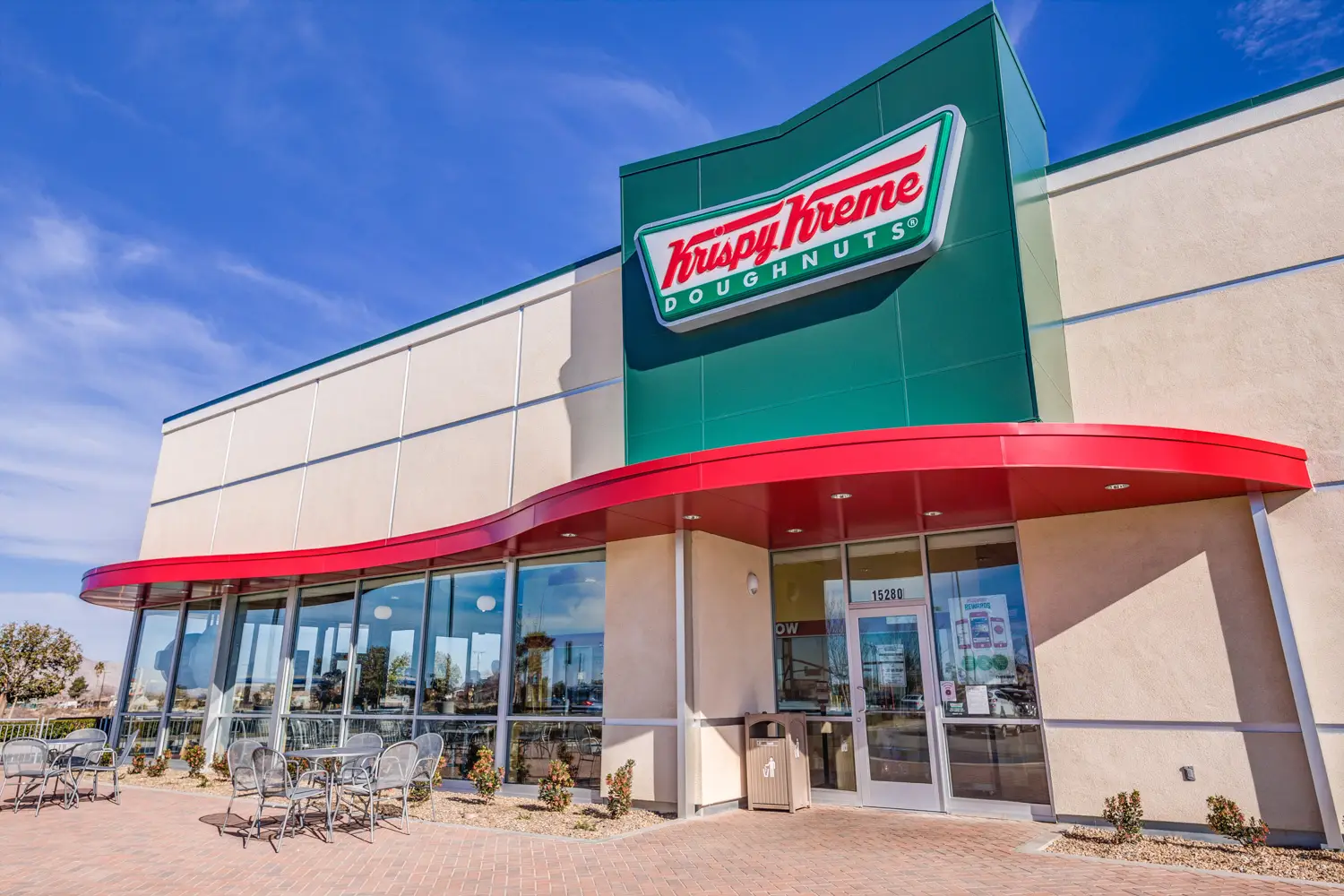 Krispy Kreme drive-thru restaurant in Victorville, California, designed by Architecture Design Collaborative.