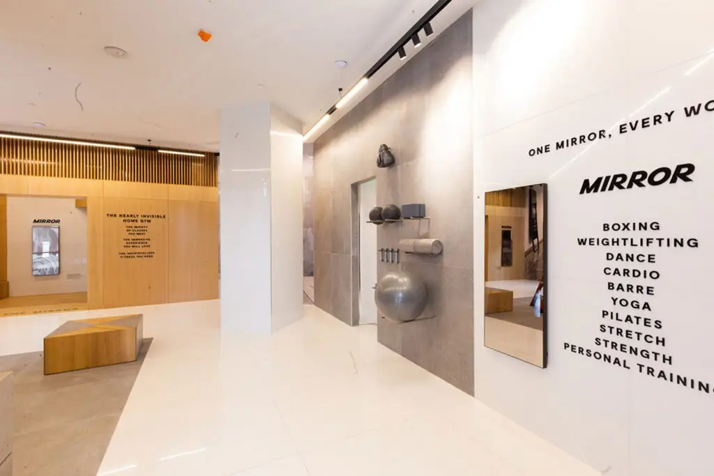 MIRROR luxury connected-fitness showroom at Westfield Century City in Los Angeles with architecture by Architecture Design Collaborative