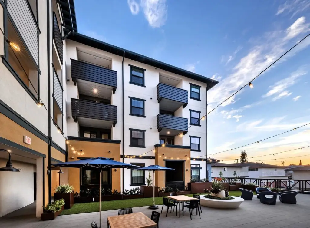 Pelican Harbor affordable senior housing community in Huntington Beach, California, designed by Architecture Design Collaborative