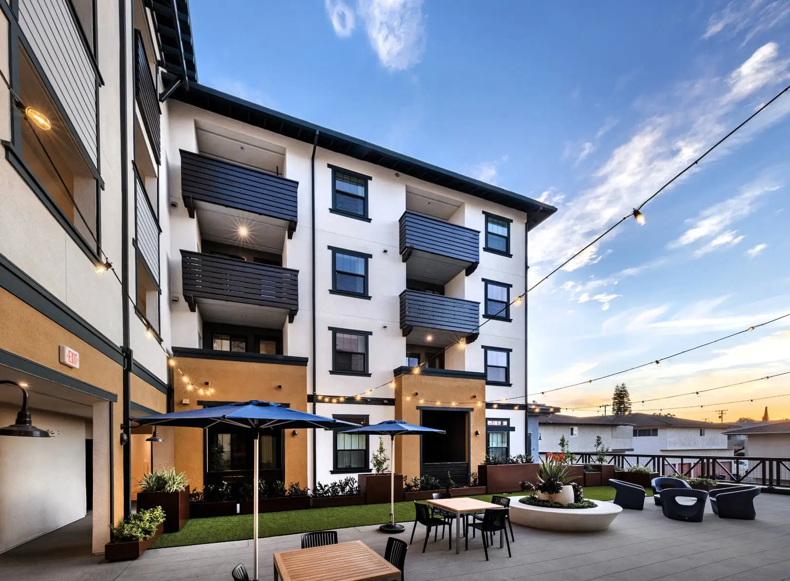 Pelican Harbor affordable senior housing community in Huntington Beach, California, designed by Architecture Design Collaborative