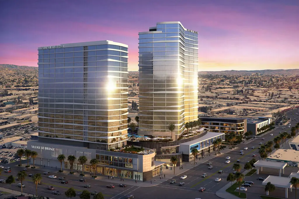 Village at Orange mixed-use development in Orange, California, designed by Architecture Design Collaborative