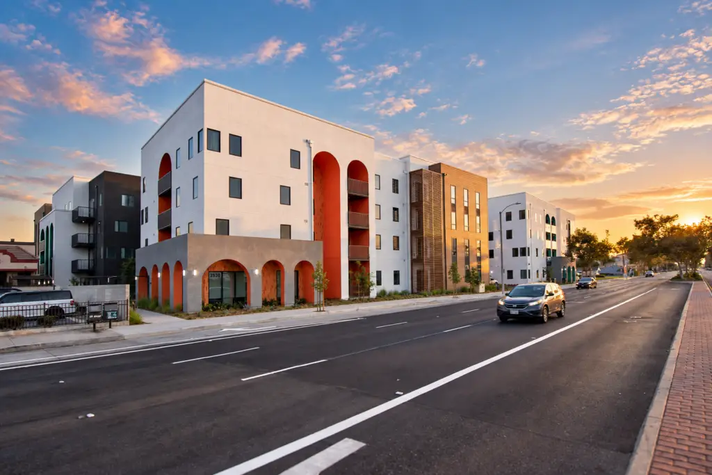 Westview House affordable housing community in Santa Ana, California, designed by Architecture Design Collaborative